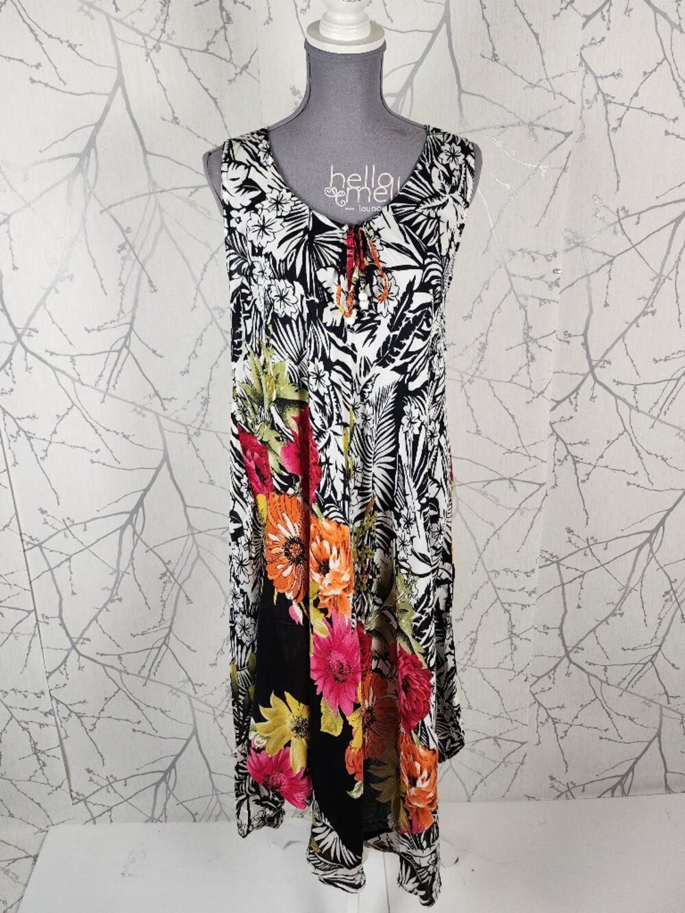 Tropical Floral Colorful Pop Flowy Midi Dress
